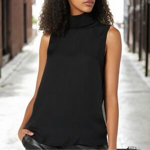 H&M Black Sleeveless Mock Neck Blouse – Chic & Minimalist